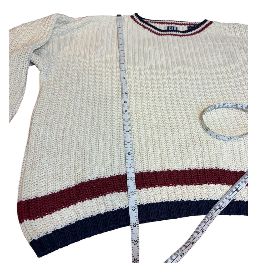 Vintage Cotton Cricket Tennis Sweater MEDIUM Navy Burgundy Tipped Crewneck - Picture 4 of 8